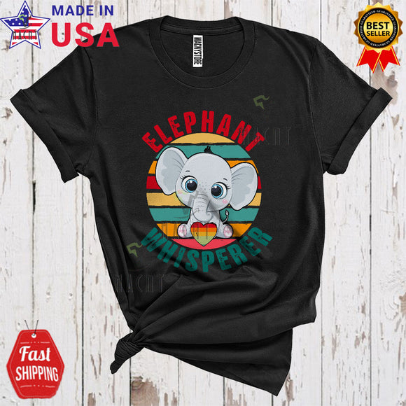 MacnyStore - Vintage Retro Elephant Whisperer Cute Cool Elephant Lover Matching Zoo Keeper Wild Animal T-Shirt