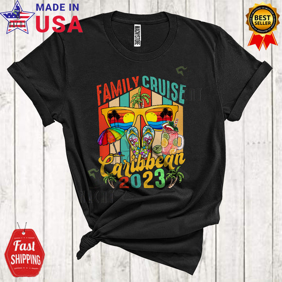 MacnyStore - Vintage Retro Family Cruise Caribbean 2023 Cool Cute Summer Sunglasses Family Vacation Group T-Shirt