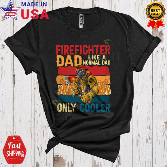 MacnyStore - Vintage Retro Firefighter Dad Definition Only Cooler Cool Happy Father's Day Firefighter Team Family T-Shirt