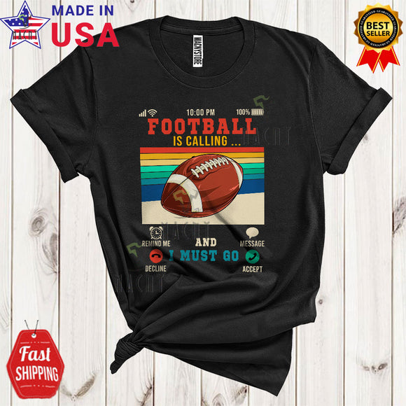 MacnyStore - Vintage Retro Football Is Calling And I Must Go Funny Matching Football Player Team T-Shirt