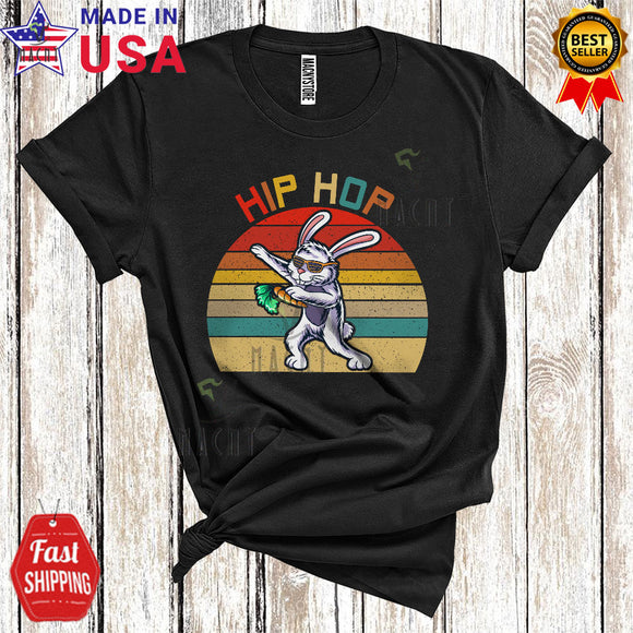 MacnyStore - Vintage Retro Hip Hop Cool Cute Easter Day Carrot Bunny Dabbing Egg Hunting Lover T-Shirt