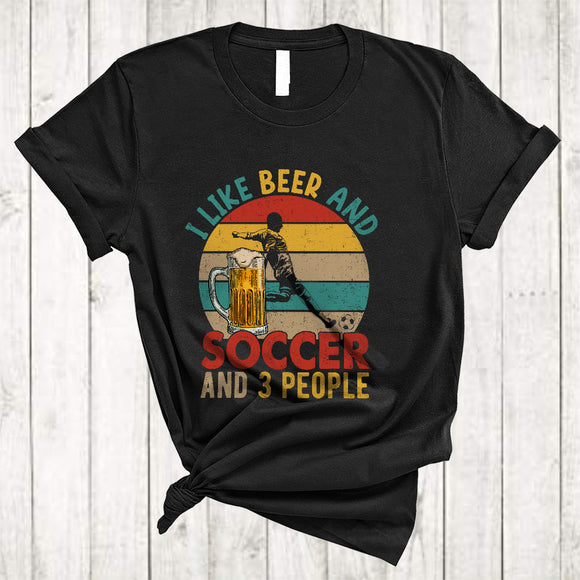 MacnyStore - Vintage Retro I Like Beer And Soccer, Cheerful Father's Day Mother's Day Drinking, Sport Player T-Shirt