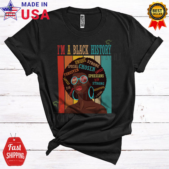 MacnyStore - Vintage Retro I'm A Black History Cute Cool Black History Month Afro Women Hair Proud Lover T-Shirt
