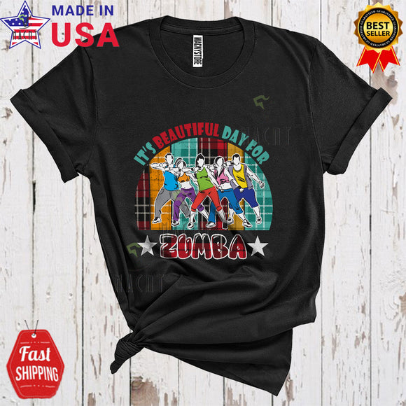 MacnyStore - Vintage Retro It's Beautiful Day For Zumba Funny Cool Plaid Zumba Dance Dancer Dancing Lover T-Shirt