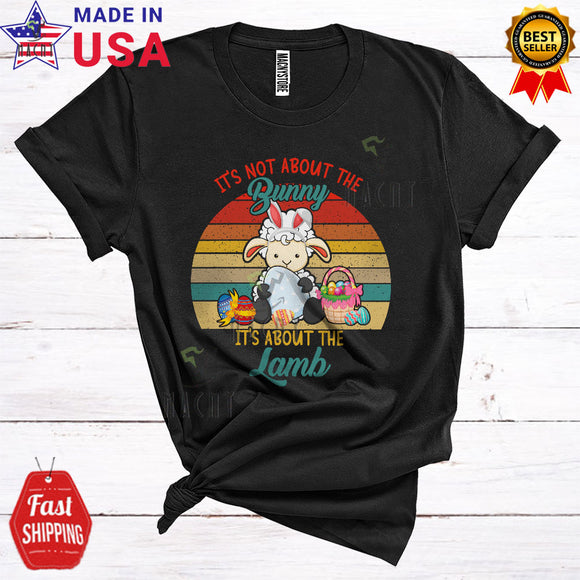 MacnyStore - Vintage Retro It's Not About The Bunny It's About The Lamb Cute Funny Easter Bunny Lamb Hunting Egg T-Shirt