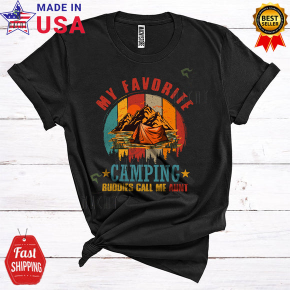 MacnyStore - Vintage Retro My Favorite Camping Buddies Call Me Aunt Cool Funny Mother's Day Camper T-Shirt