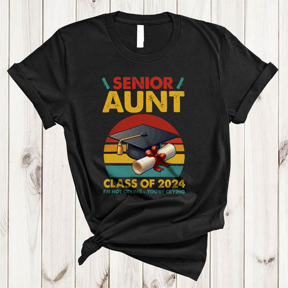 MacnyStore - Vintage Retro Senior Aunt Class Of 2024 I'm Not Crying, Humorous Graduation Graduate, Family T-Shirt