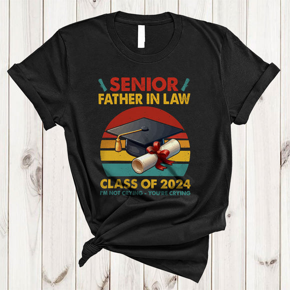 MacnyStore - Vintage Retro Senior Father In Law Class Of 2024 I'm Not Crying, Humorous Graduation Graduate, Family T-Shirt