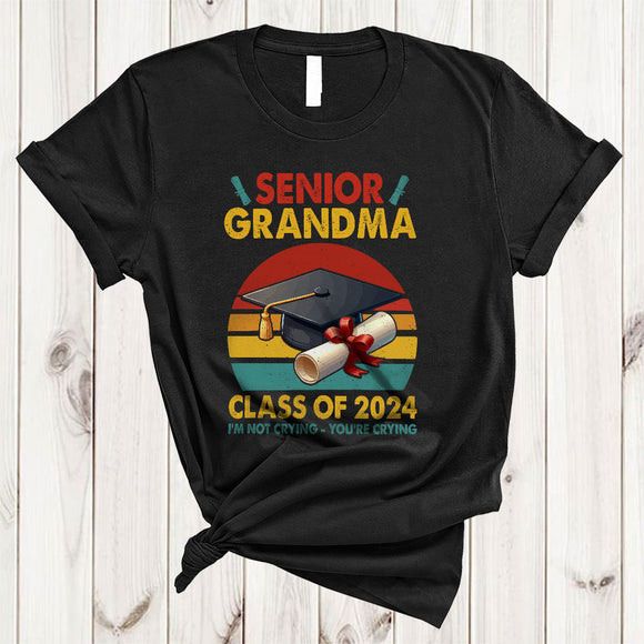 MacnyStore - Vintage Retro Senior Grandma Class Of 2024 I'm Not Crying, Humorous Graduation Graduate, Family T-Shirt