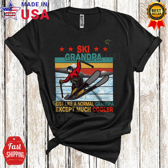 MacnyStore - Vintage Retro Ski Grandpa Definition Much Cooler Funny Cool Father's Day Family Skiing Group T-Shirt