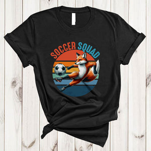 MacnyStore - Vintage Retro Soccer Squad, Humorous Fox Playing Soccer Player Team, Matching Group T-Shirt