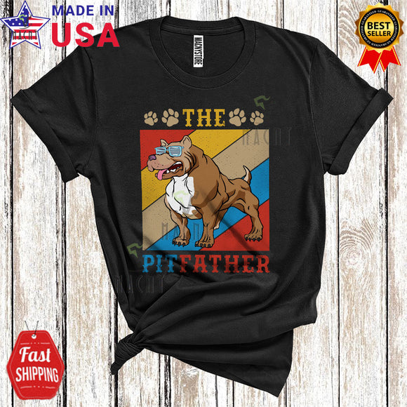 MacnyStore - Vintage Retro The Pitfather Funny Cool Father's Day Pit Bull Paws Owner Lover T-Shirt