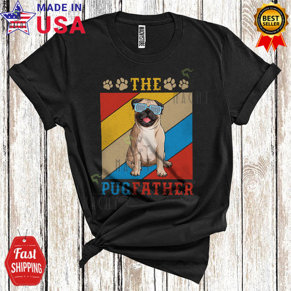 MacnyStore - Vintage Retro The Pugfather Funny Cool Father's Day Pug Paws Owner Lover T-Shirt