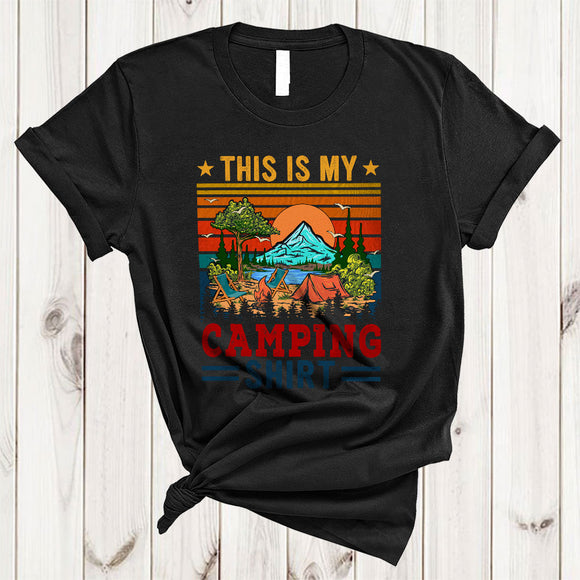 MacnyStore - Vintage Retro This Is My Camping Shirt, Humorous Camping Lover, Matching Friends Family Group T-Shirt