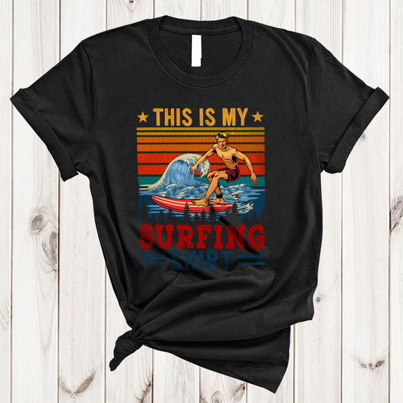 MacnyStore - Vintage Retro This Is My Surfing Shirt, Humorous Surfing Lover, Matching Friends Family Group T-Shirt
