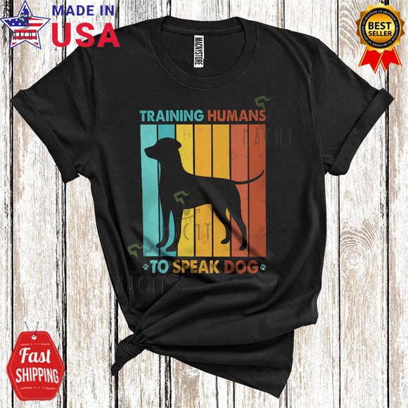 MacnyStore - Vintage Retro Training Humans To Speak Dog Funny Cool Silhouette Dog Owner Animal Lover T-Shirt