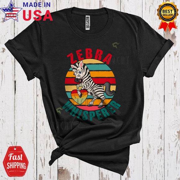 MacnyStore - Vintage Retro Zebra Whisperer Cute Cool Zebra Lover Matching Zoo Keeper Wild Animal T-Shirt