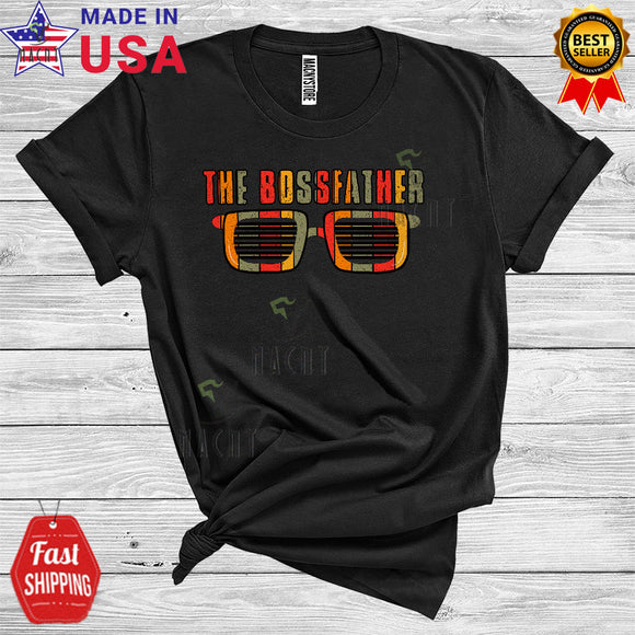 MacnyStore - Vintage The Bossfather Cool Funny Father's Day Matching Family Group Sunglasses Lover T-Shirt