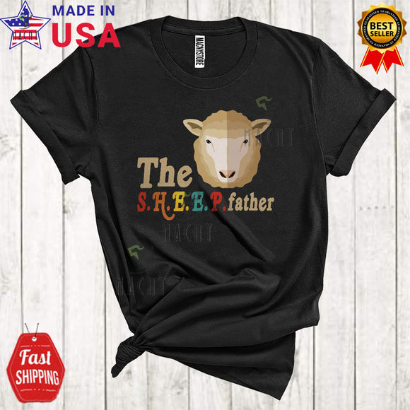 MacnyStore - Vintage The Sheep Father Funny Cool Father's Day Farmer Sheep Face Family T-Shirt