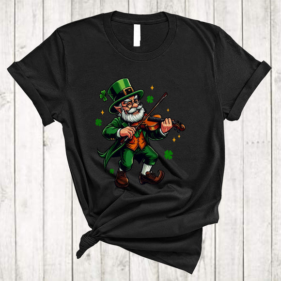 MacnyStore - Violin Leprechaun Playing, Joyful St. Patrick's Day Musical Instruments, Lucky Irish Family T-Shirt