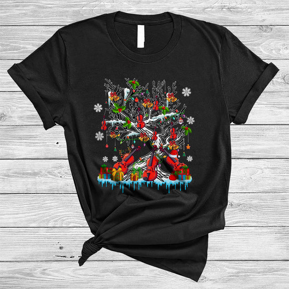 MacnyStore - Violin On Christmas Tree, Awesome X-mas Snow Violin Lover, Matching X-mas Group T-Shirt