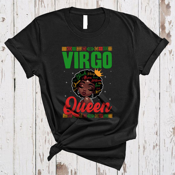 MacnyStore - Virgo Queen, Amazing Birthday Afro Black African American Women, Black History Month Zodiac T-Shirt