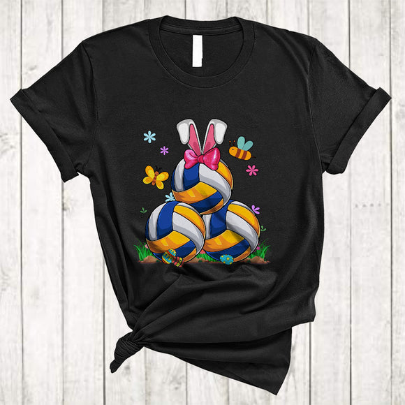 MacnyStore - Volleyball Easter Bunny, Lovely Easter Day Flowers Volleyball Player Lover, Matching Sport Team T-Shirt