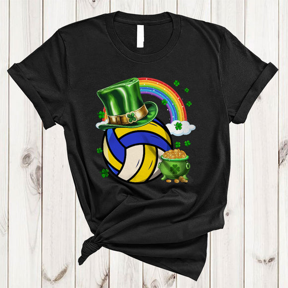 MacnyStore - Volleyball With Lucky Rainbow, Joyful St. Patrick's Day Irish Sport Player Team, Shamrocks Lover T-Shirt