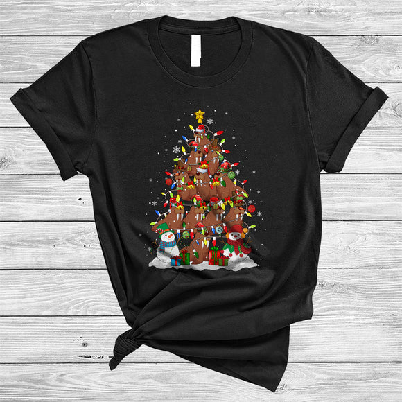 MacnyStore - Walrus Christmas Tree, Cute Wonderful Christmas Lights Sea Animal, X-mas Snowman Lover T-Shirt
