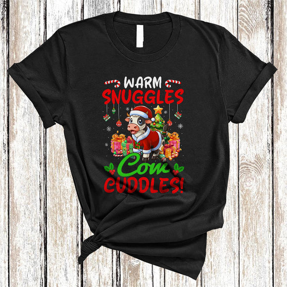 MacnyStore - Warm Snuggles Cow Cuddles, Wonderful Christmas Tree Santa Cow, Farmer X-mas Animal Lover T-Shirt