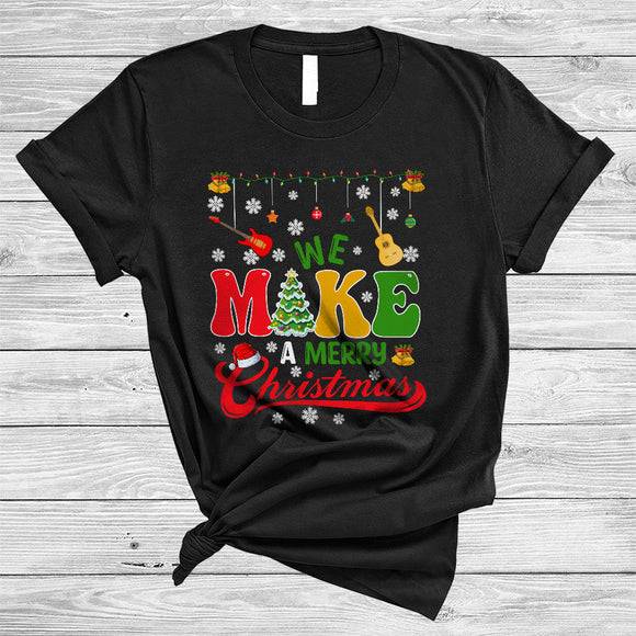 MacnyStore - We Make A Merry Christmas, Colorful Merry X-mas Guitarist Lover, Matching Family Group T-Shirt