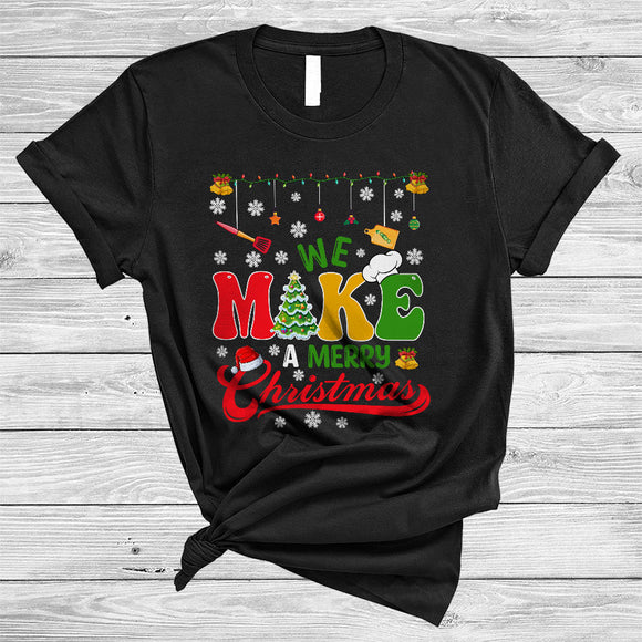 MacnyStore - We Make A Merry Christmas, Colorful Merry X-mas Lunch Lady Lover, Matching Family Group T-Shirt