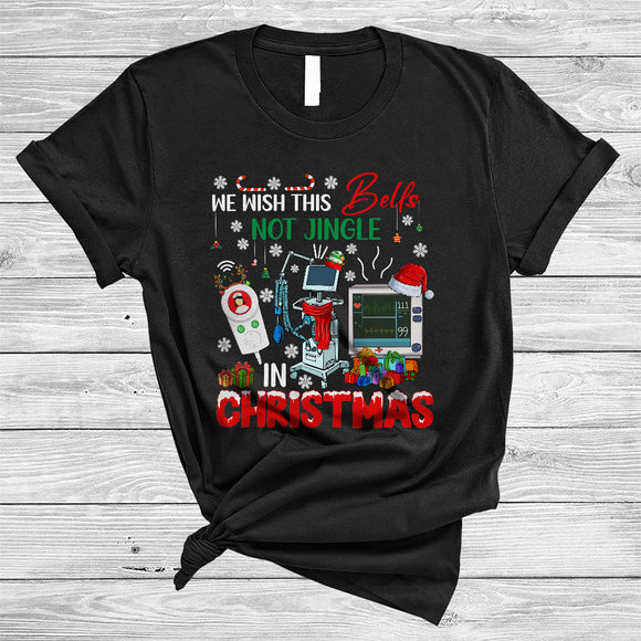MacnyStore - We Wish This Bells Not Jingle In Christmas, Joyful X-mas EMT Respiratory Therapist, ICU Santa T-Shirt