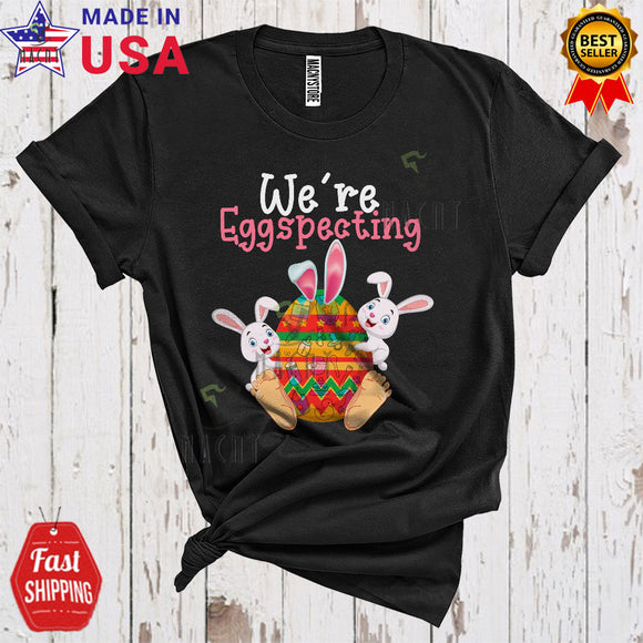 MacnyStore - We're Eggspecting Cute Cool Pregnancy Announcement Easter Egg Bunny Expecting Family Lover T-Shirt