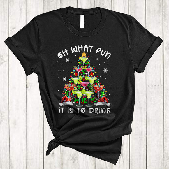 MacnyStore - Oh What Fun It Is To Drink, Cheerful Christmas Lights Tree Cocktail, Cocktail Lover X-mas Group T-Shirt