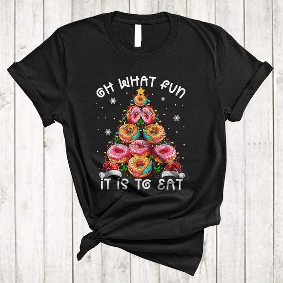 MacnyStore - Oh What Fun It Is To Eat, Cheerful Christmas Lights Tree Donut, Donut Lover X-mas Group T-Shirt