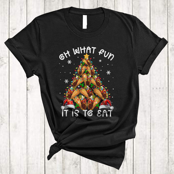MacnyStore - Oh What Fun It Is To Eat, Cheerful Christmas Lights Tree Taco, Taco Lover X-mas Group T-Shirt