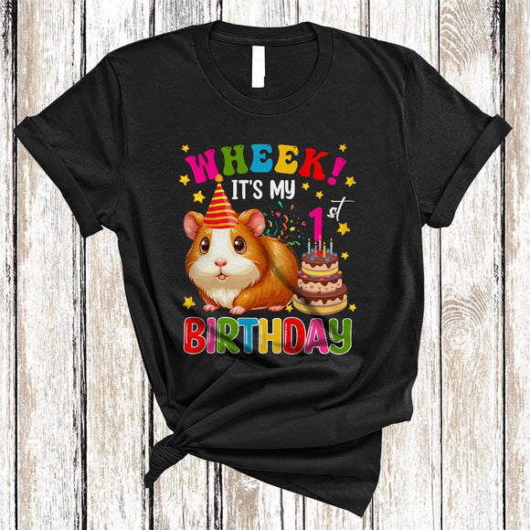 MacnyStore - Wheek It's My 1st Birthday, Cheerful Birthday Guinea Pig Owner Lover, Matching Family Group T-Shirt