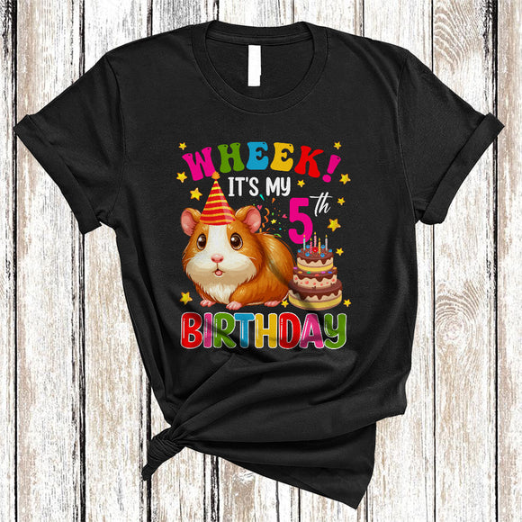 MacnyStore - Wheek It's My 5th Birthday, Cheerful Birthday Guinea Pig Owner Lover, Matching Family Group T-Shirt