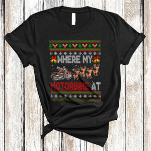MacnyStore - Where My Motorbike At, Wonderful Christmas Sweater Motorbike Santa Sleigh, X-mas Biker T-Shirt