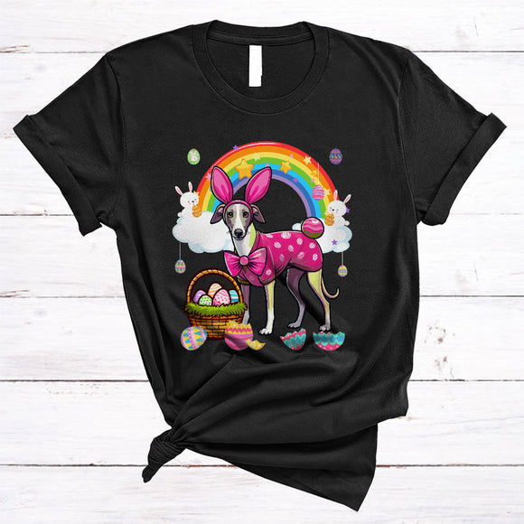 MacnyStore - Whippet In Easter Bunny Cosplay, Amazing Easter Day Hunting Eggs Rainbow, Family Group T-Shirt