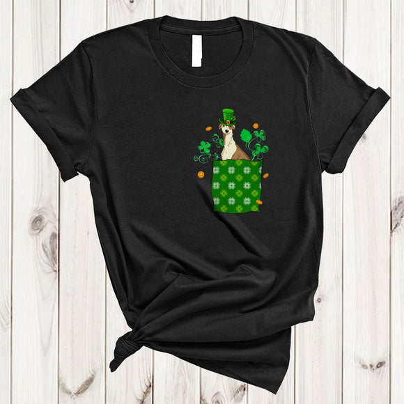 MacnyStore - Whippet Leprechaun In Pocket, Lovely St. Patrick's Day Shamrock, Irish Family Group T-Shirt