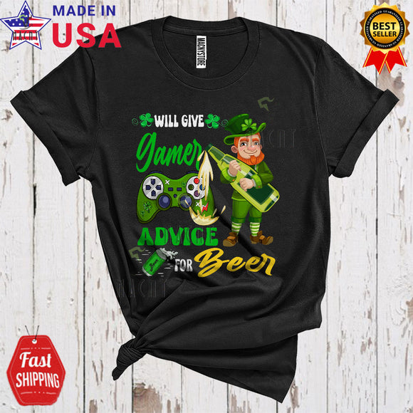 MacnyStore - Will Give Gamer Advice For Beer Cool Funny St. Patrick's Day Leprechaun Beer Drinking Drunk T-Shirt