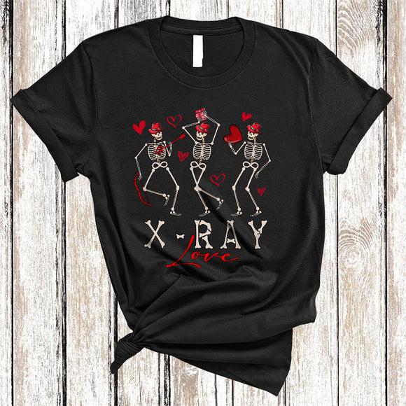MacnyStore - X-Ray Love, Humorous Valentine's Day Dancing Skeleton Hearts, X-Ray Tech Radiology Group T-Shirt