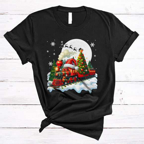 MacnyStore - X-mas Tree On Santa Train, Wonderful Christmas Santa Train Driver Lover, Snow Around T-Shirt