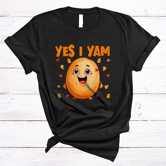 MacnyStore - Yes I Yam Happy Awesome Thanksgiving Fall Leaf Funny Potato Matching Couple Lover T-Shirt