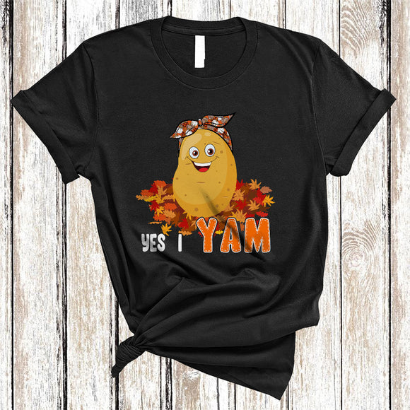 MacnyStore - Yes I Yam , Adorable Thanksgiving Couples, Potato Fall Leaf Matching Vegan Couple Family T-Shirt