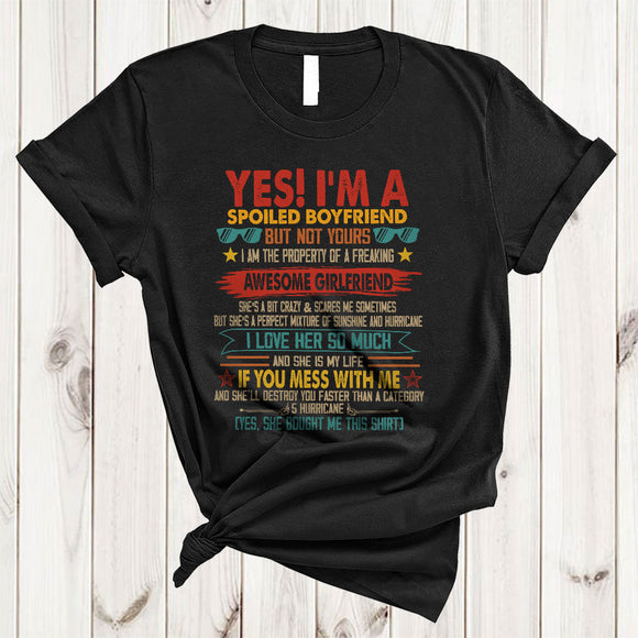 MacnyStore - Yes I'm A Spoiled Boyfriend But Not Yours, Sarcastic Valentine's Day Vintage, Matching Couple T-Shirt