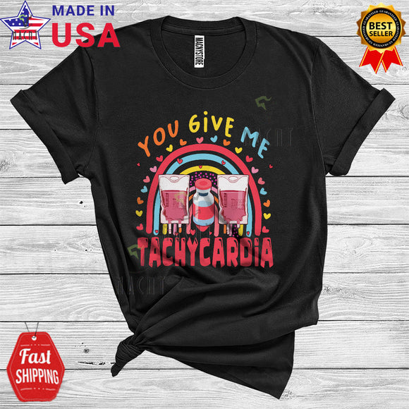 MacnyStore - You Give Me Tachycardia Funny Cool Valentine's Day Hearts Rainbow Matching Nurse Nursing T-Shirt