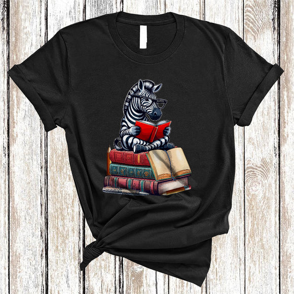 MacnyStore - Zebra Reading Book, Adorable Animal Lover, Book Nerd Readers Reading Librarian Group T-Shirt